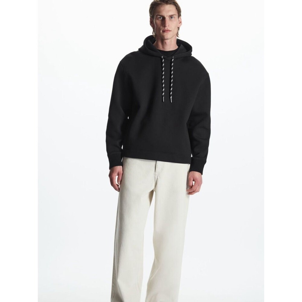 COS Relaxed Black Scuba Hoodie Large